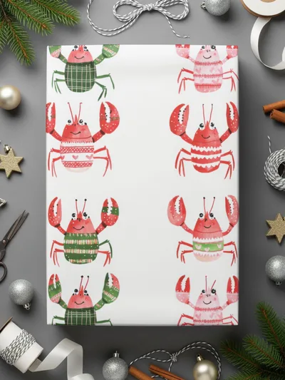 Pattern of Joyful Lobsters With Festive Garments Digital - Moore and Mountain