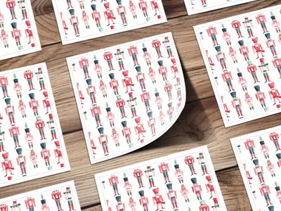 Pattern of Watercolor Nutcracker Figures Holiday Digital - Moore and Mountain