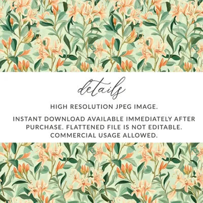 Peach Azalea Floral Digital Paper, Seamless Pattern for Fabric Design, Printable Background, Digital Download, Scrapbooking, Wallpaper - Moore and Mountain