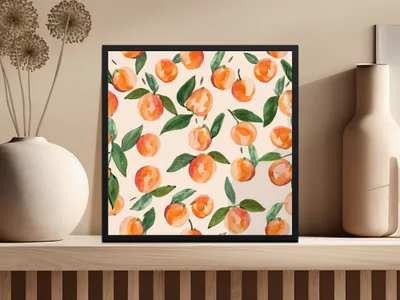 Peach Digital Paper, Watercolor Fruit Pattern, Seamless Peach Background, Summer Pattern Digital Download, Printable Peach Design - Moore and Mountain