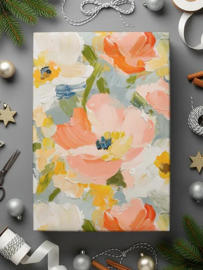 Peach Floral Digital Paper, Abstract Flower Pattern, White and Yellow, Seamless Design, Spring Digital Download - Moore and Mountain