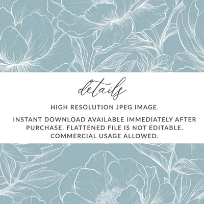 Peony Digital Seamless Pattern, Floral Illustration, Floral Design, Pale Blue and White, Commercial Use, Print on Demand - Moore and Mountain
