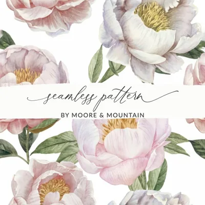 Peony Seamless Pattern Digital Download, Floral Background, Watercolor Flower Design, Repeating Print, Scrapbooking Paper, Fabric Design