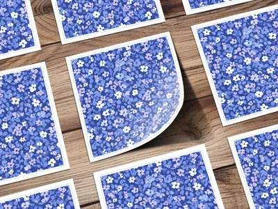 Vibrant Blue and Purple Floral Art Print