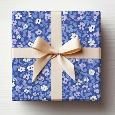 Elegant Floral Gift Wrap with Bow Ideal for Any Occasion