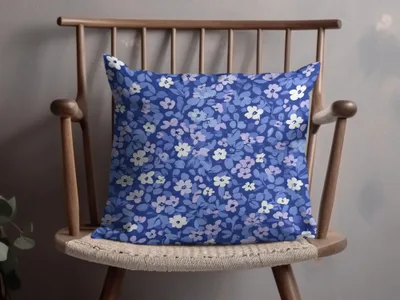 Blue Floral Pattern Decorative Pillow for Home Decor