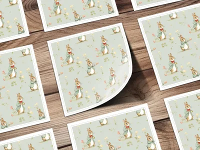 Peter Rabbit Digital Paper, Seamless Bunny Pattern, Floral Repeat Pattern, Spring Easter Fabric Design, Digital Scrapbooking Paper - Moore and Mountain