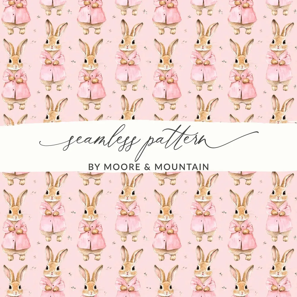 Peter Rabbit Digital Paper, Seamless Bunny Pattern, Watercolor Animal Print, Fabric Design, Baby Shower Decor, Digital Download, JPEG Files - Moore and Mountain
