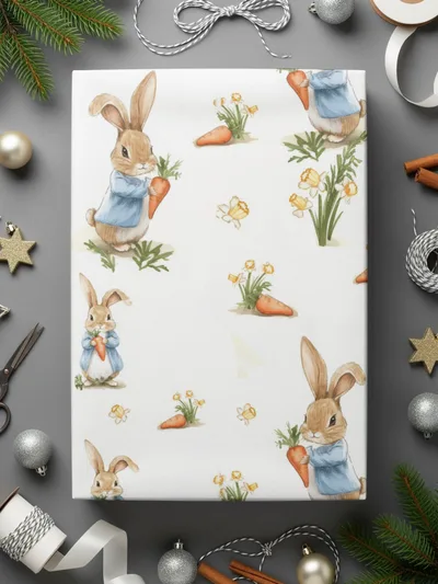 Peter Rabbit Digital Paper, Seamless Pattern, Easter Bunny Fabric, Floral Scrapbook Paper, Spring Animal Design, Digital Download - Moore and Mountain