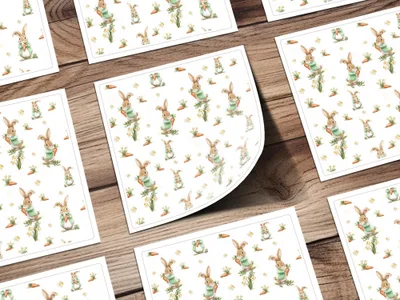 Peter Rabbit Digital Seamless Pattern, Bunny Carrot Flower Design, Kids Fabric Print, Digital Paper, Spring Easter Theme, 12x12 JPEG Digital - Moore and Mountain