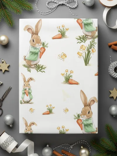 Peter Rabbit Digital Seamless Pattern, Bunny Carrot Flower Design, Kids Fabric Print, Digital Paper, Spring Easter Theme, 12x12 JPEG Digital - Moore and Mountain