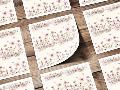 Pig Seamless Pattern, Watercolor Piglet Repeat Pattern, Floral Pig Digital Paper, Cute Animal Design, Pink Flower Pattern, Digital Download - Moore and Mountain