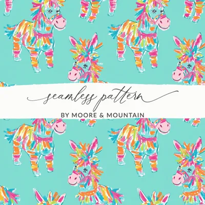 Pinata Donkey Digital Paper, Seamless Pattern, Colorful Party Print, Mexican Fiesta Theme, Scrapbook Paper, 12x12 inch JPEG, Digital