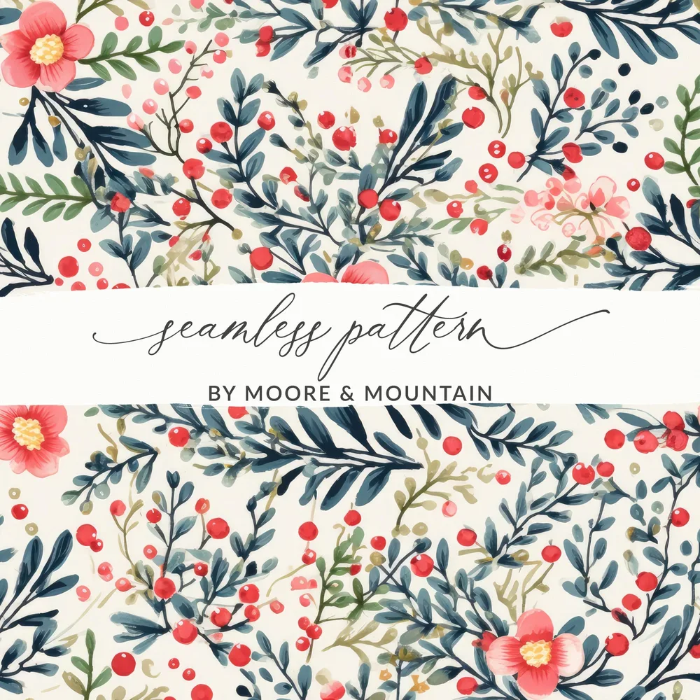 Floral and Berry Seamless Pattern by Moore & Mountain