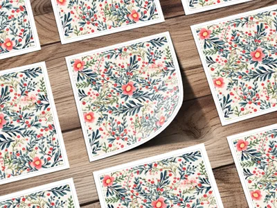 Colorful Floral Pattern with Leaves Sticker Sheets