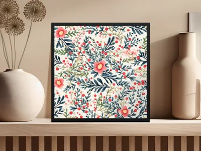 Floral Pattern Artwork in Elegant Frame Wall Decor