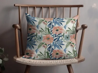 Pink and Blue Watercolor Floral Blush Spring Pattern Repeat - Moore and Mountain