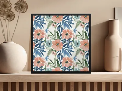 Pink and Blue Watercolor Floral Blush Spring Pattern Repeat - Moore and Mountain