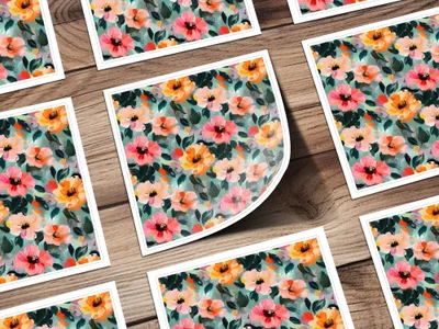 Pink and Orange Floral Digital Paper, Abstract Flower Pattern, Painterly Art, Seamless Repeat Pattern, Printable Background, Digital Product - Moore and Mountain