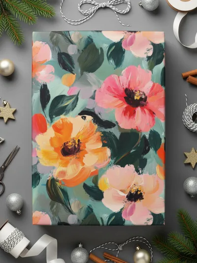 Pink and Orange Floral Digital Paper, Abstract Flower Pattern, Painterly Art, Seamless Repeat Pattern, Printable Background, Digital Product - Moore and Mountain