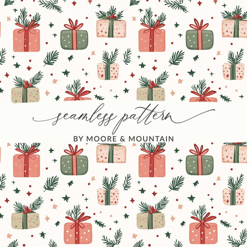 Christmas Gift Boxes Seamless Pattern Design Template