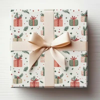 Festive Gift Wrap with Holiday Present Design