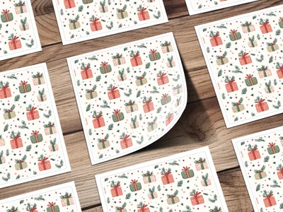 Festive Gift Box Pattern Design Sticker Sheet Decor