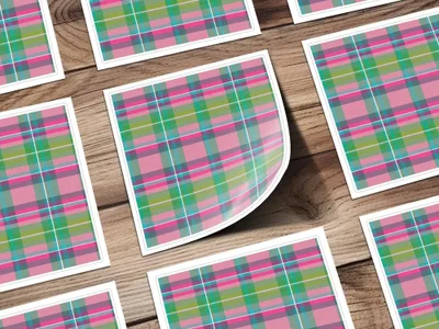 Pink and Teal Plaid Digital Paper, Seamless Tartan Pattern, Bright Pink and Green Plaid Buffalo Check - Moore and Mountain