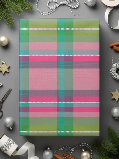 Pink and Teal Plaid Digital Paper, Seamless Tartan Pattern, Bright Pink and Green Plaid Buffalo Check - Moore and Mountain