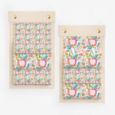 Colorful Apple and Floral Pattern Textile Rolls Decor