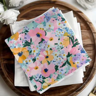 Pink Blue Floral Digital Paper, Abstract Flower Pattern, Pastel Fabric Design, Scrapbook - Moore and Mountain