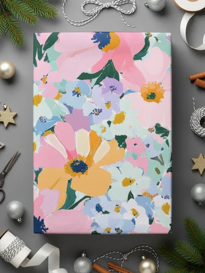Pink Blue Floral Digital Paper, Abstract Flower Pattern, Pastel Fabric Design, Scrapbook - Moore and Mountain