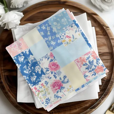 Vibrant Floral Patchwork Designed Decoupage Paper Set