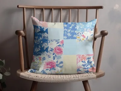 Floral and Patchwork Pattern Throw Pillow for Home Decor