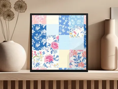 Vintage Floral Patchwork Pattern Wall Art Decor
