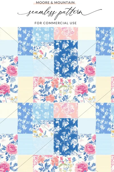 Floral Patchwork Seamless Pattern for Commercial Use
