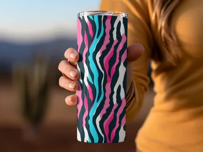 Vibrant Abstract Zebra Print Insulated Tumbler Mug