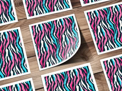 Vibrant Multicolored Zebra Pattern Sticker Sheets