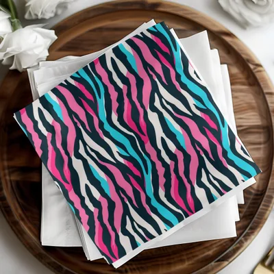 Vibrant Multicolor Zebra Print Square Napkins Product