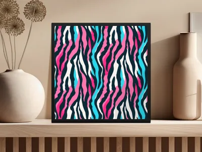 Abstract Colorful Zebra Stripes Wall Art Decor