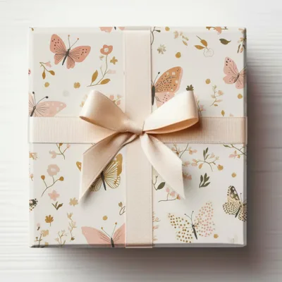 Elegant Butterfly Themed Gift Wrap Paper with Bow