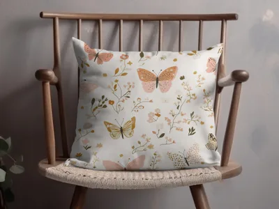 Beautiful Butterfly and Floral Print Pillow Cushion