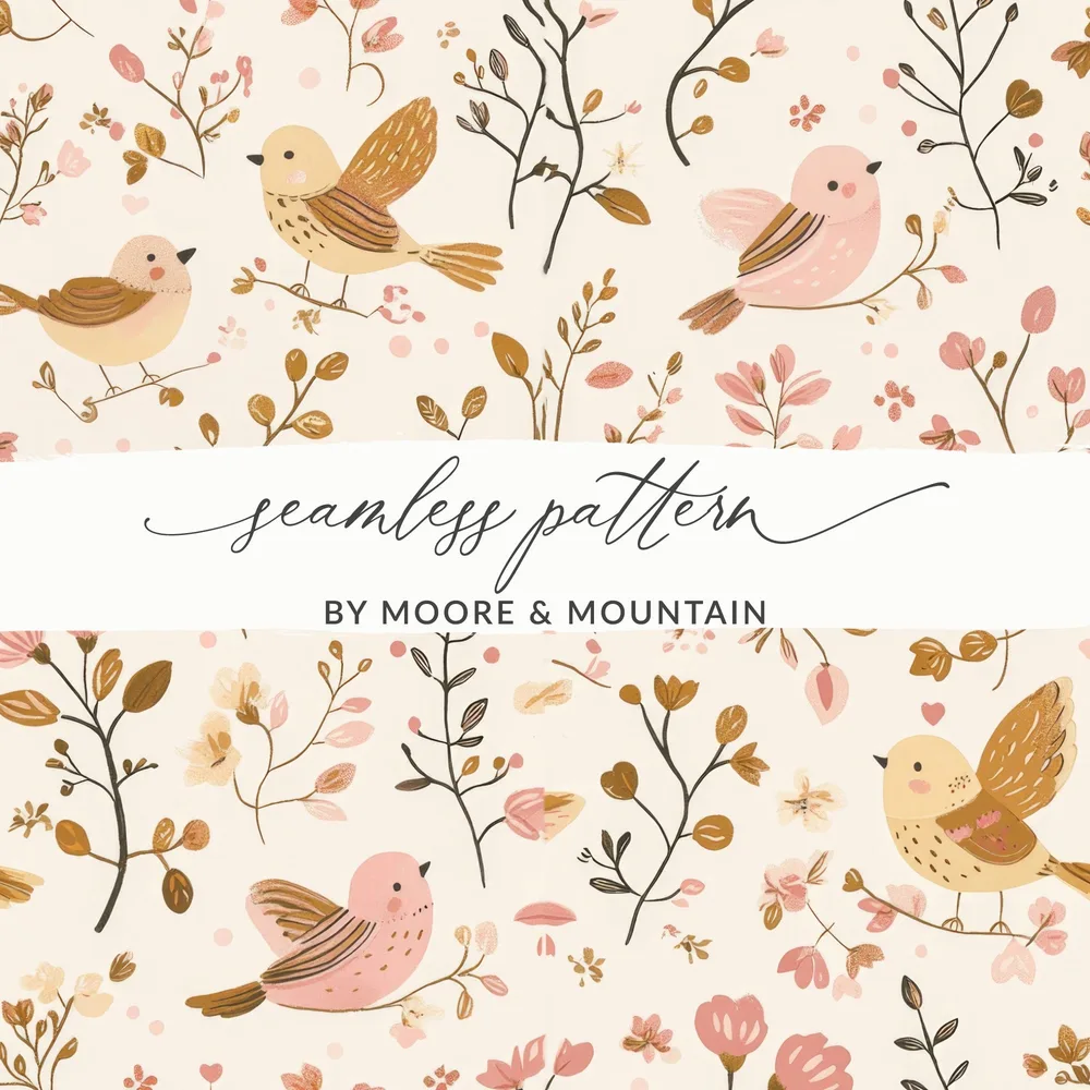 Cute Bird and Floral Seamless Pattern Design