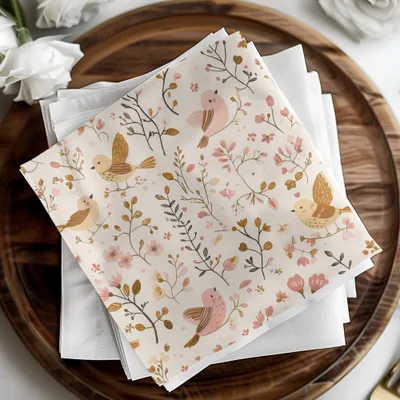 Floral Birds Illustration Design Napkin Set Product