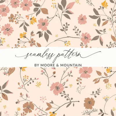 Pink Boho Seamless Wildflower Multicolored Watercolor Field