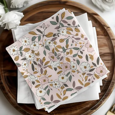Elegant Floral Printed Square Napkins for Sophisticated Dining