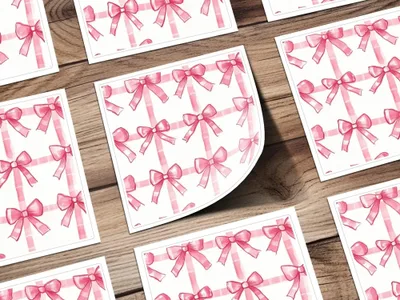 Pink Bow Seamless Pattern, Digital Paper, Plaid Bows, Gift Wrap Design, Scrapbooking, Fabric Design, Printable Digital Download - Moore and Mountain