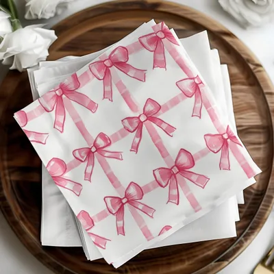 Pink Bow Seamless Pattern, Digital Paper, Plaid Bows, Gift Wrap Design, Scrapbooking, Fabric Design, Printable Digital Download - Moore and Mountain