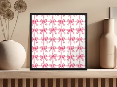 Pink Bows Seamless Pattern Digital Paper, Scrapbook Paper, Watercolor Plaid, Fabric Design, Festive Pattern, Digital Download - Moore and Mountain