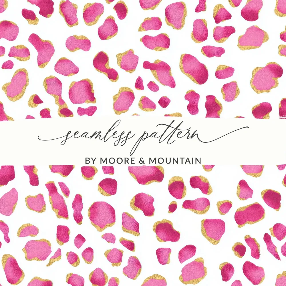 Pink Cheetah Print, Seamless Pattern, Digital Paper, Pink and Gold Animal Print, Commercial Use, Leopard Print, Digital Download - Moore and Mountain
